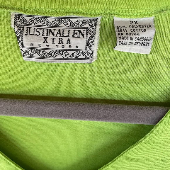 JUSTIN ALLEN XTRA NEW YORK Vibrant V-neck short sleeved tee Size 2X - Picture 3 of 7